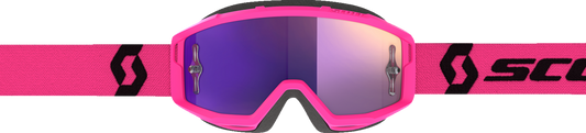 Scott Primal Goggle in pink and black with purple chrome lens, designed for motocross or off-road riding.