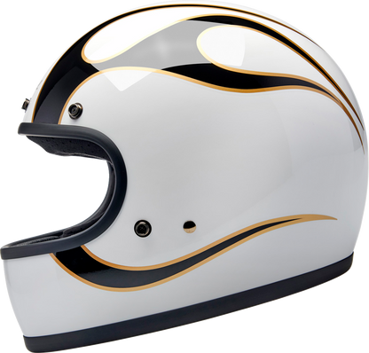 BILTWELL Gringo Helmet - Flames - White/Black - 2XL 1002-561-506 - Howling Moto