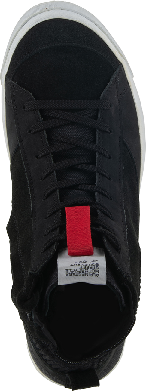 Black Alpinestars Stated Shoes in US 10.5 with sleek design and laces, displayed on a plain background.