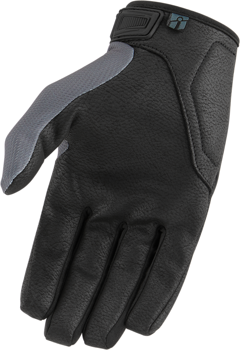 Gray ICON Hooligan™ CE Gloves in medium size, designed by Bill's Exhausts, featuring durable construction and protective padding.