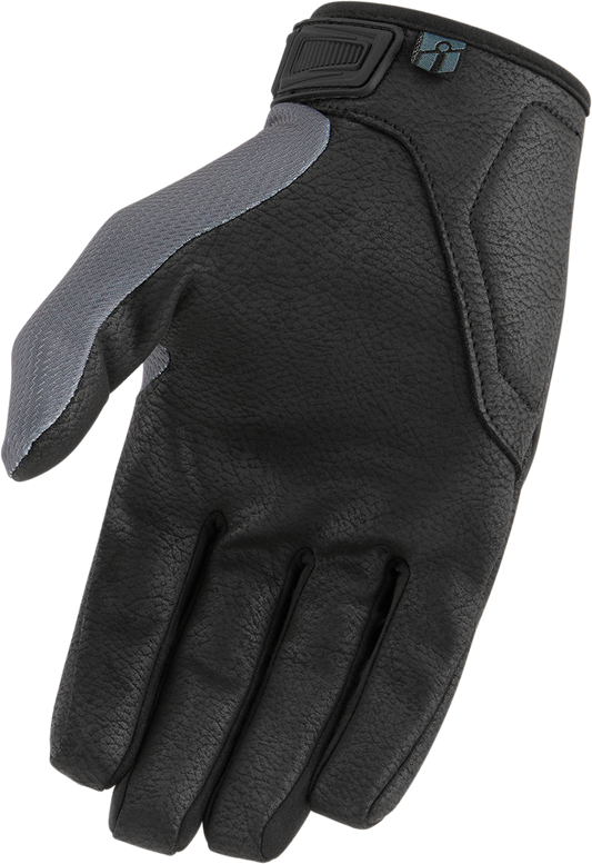 Gray ICON Hooligan™ CE Gloves in medium size, designed by Bill's Exhausts, featuring durable construction and protective padding.