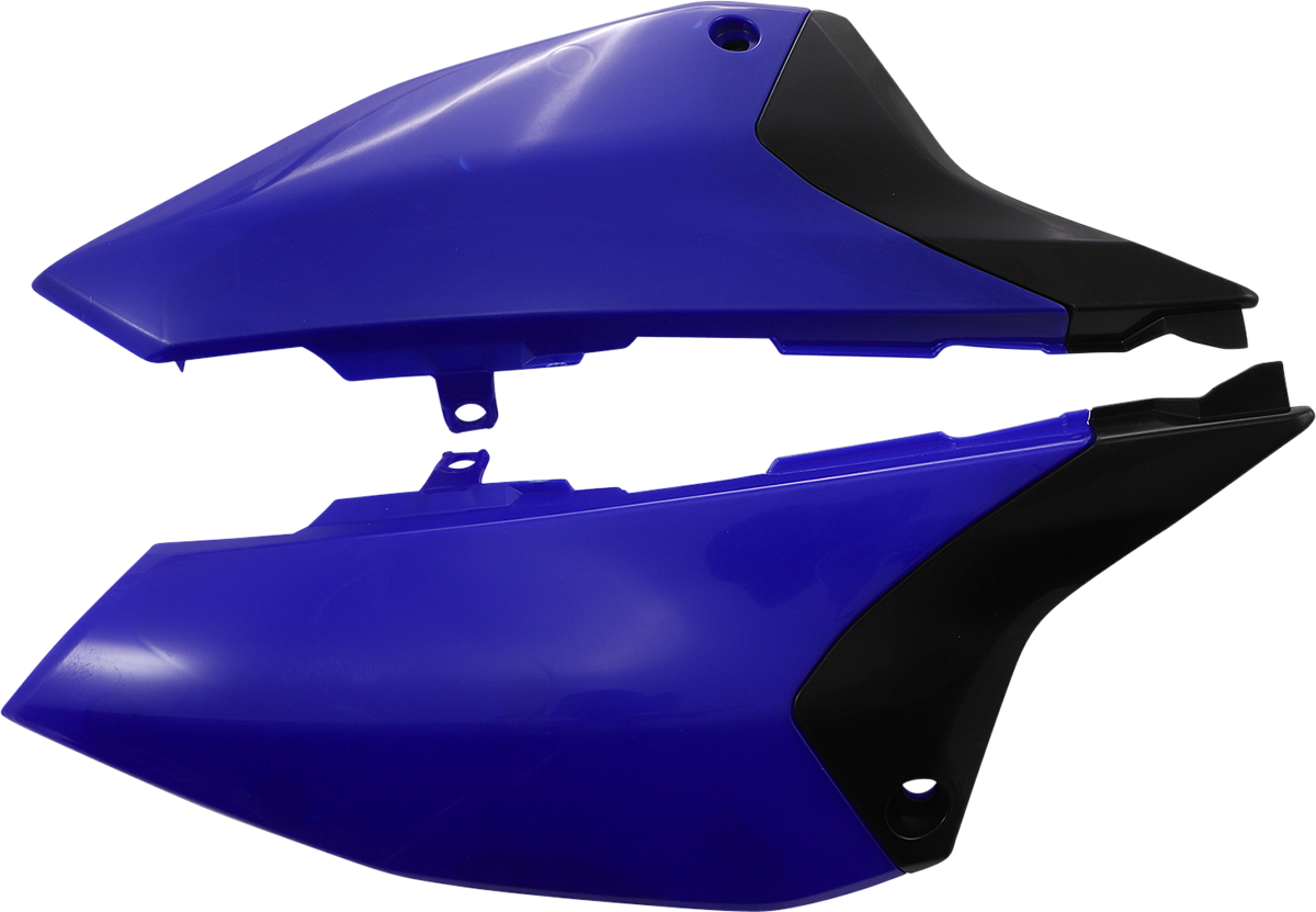 Blue and black Acerbis motorcycle side panels with body design, featuring the Bill's Exhausts branding on a sleek body panel.