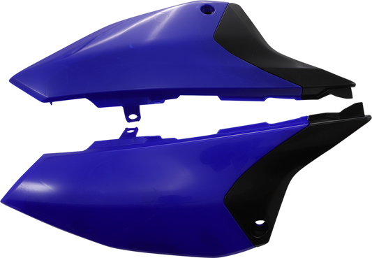 Blue and black Acerbis motorcycle side panels with body design, featuring the Bill's Exhausts branding on a sleek body panel.