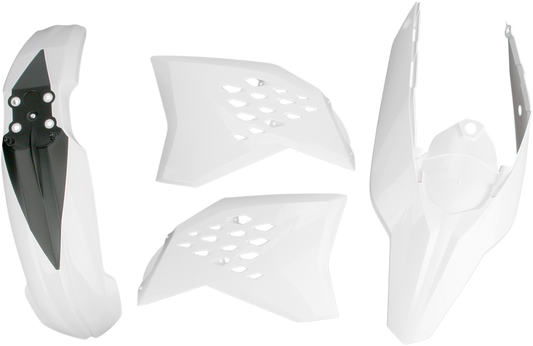 White Acerbis standard replacement body kit for motorcycles, designed for easy installation and a sleek look.