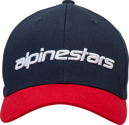 Alpinestars Linear Navy and Red Hat, L/XL size, featuring the brand logo and sporty design, perfect for casual wear.