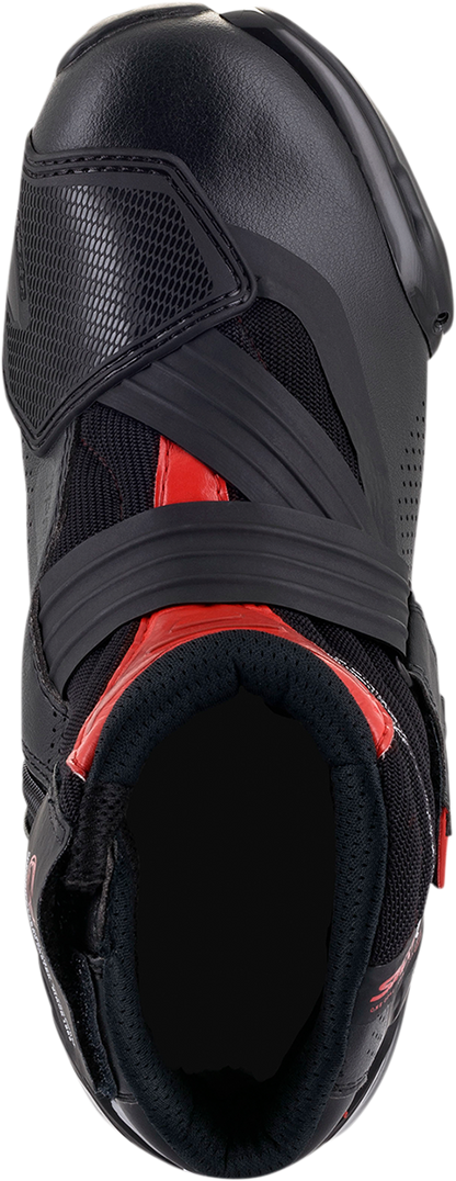 Alpinestars SMX1-R V2 motorcycle racing boots in black and red, US size 6, EU 39, with protective design and sturdy construction.