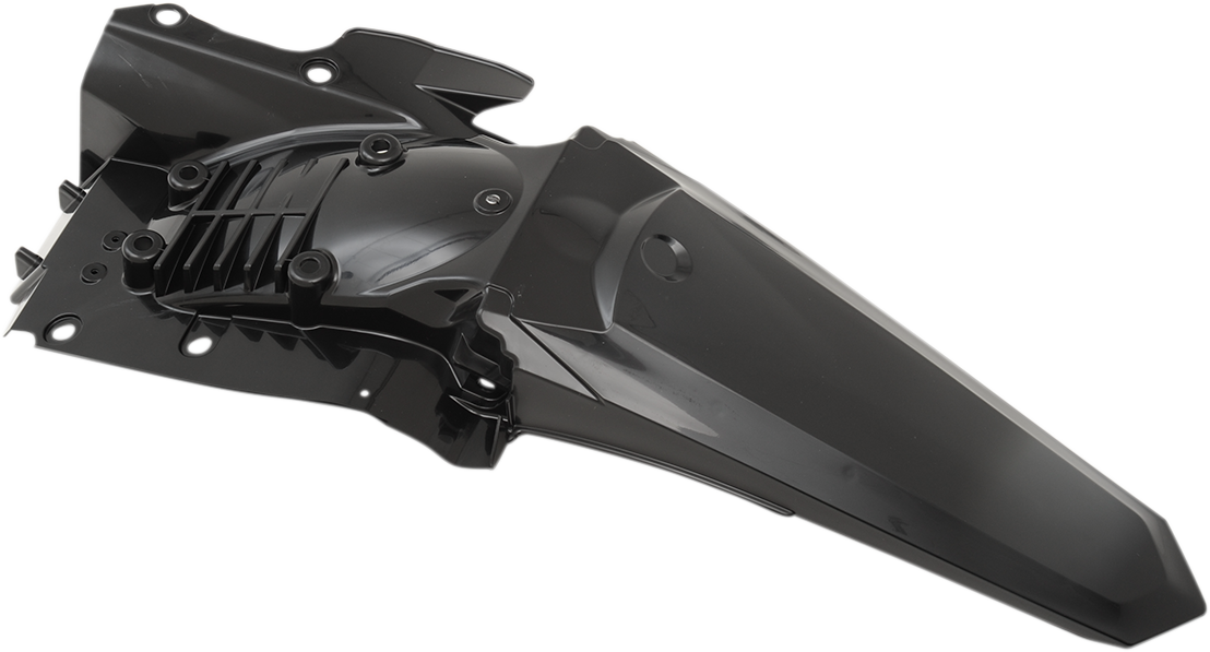 Acerbis black rear fender for motorcycles, made of durable body material, designed for off-road or dirt bike use.