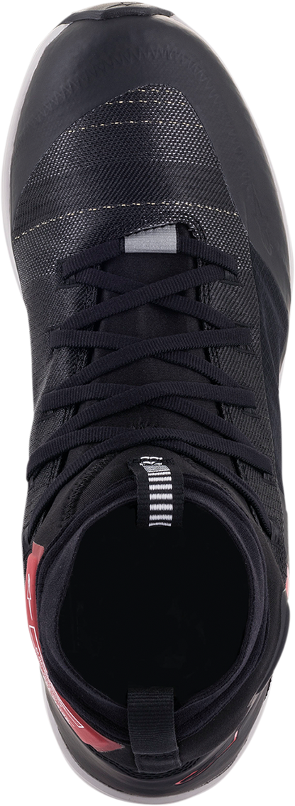 Alpinestars Speedforce shoes in black, white, and red with US size 12, featuring sporty design and branding details.