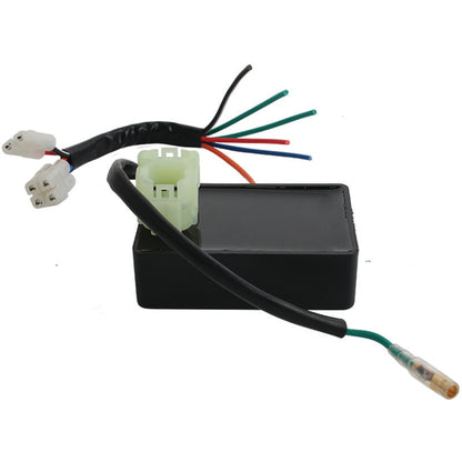 QuadBoss high-performance CDI box for Honda TRX90 Sportrax, 1993-2002, showing the compact electronic module with wiring connections.