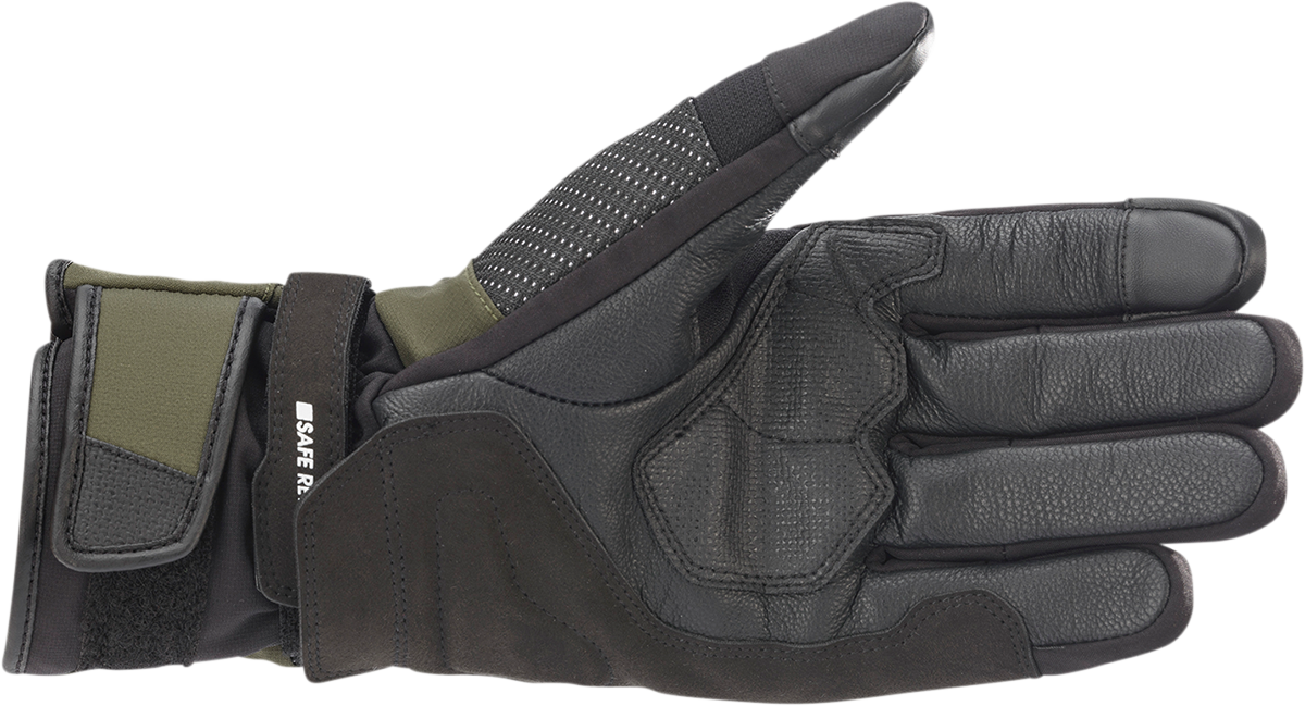 Black Alpinstars Andes V3 Drystar gloves in medium size, featuring protective design and black forest color, suitable for riding.