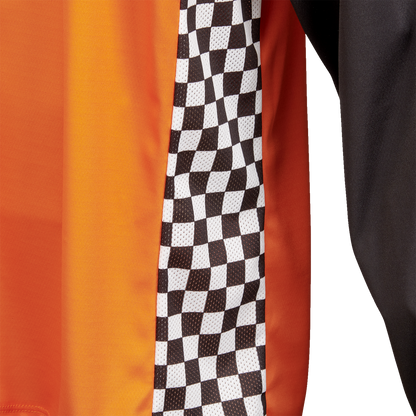 BILTWELL Good Times Jersey T-shirt in orange and black, small size, featuring bold graphic design and casual fit.