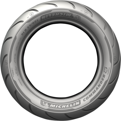 Michelin Commander III rear motorcycle tire MU85B16 77H showing tread pattern and sidewall details