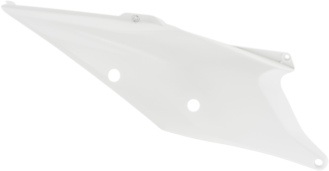 Acerbis white side panels for motorcycle body, featuring smooth finish and mounting points, designed for model compatibility.