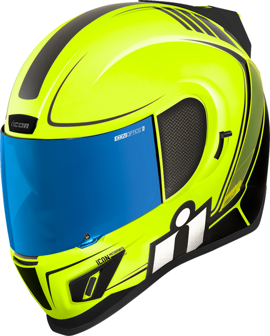 Icon Airform™ Helmet in Resurgent Hi-Viz color, medium size, with sleek design and adjustable strap for motorcycle safety.