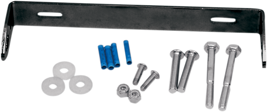 Black Saddlemen Turn Signal Relocation Kit for motorcycles, shown with mounting brackets and wiring components.