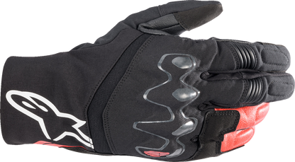 Alpinestars Hyde XT DrystarXF® gloves in black and bright red, small size, showing protective design for motorcycle riding.