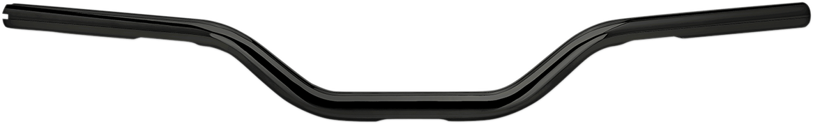 Black BILTwell Oversized Tracker Mid Handlebars for motorcycles, featuring a sturdy, wide design perfect for custom bike builds.