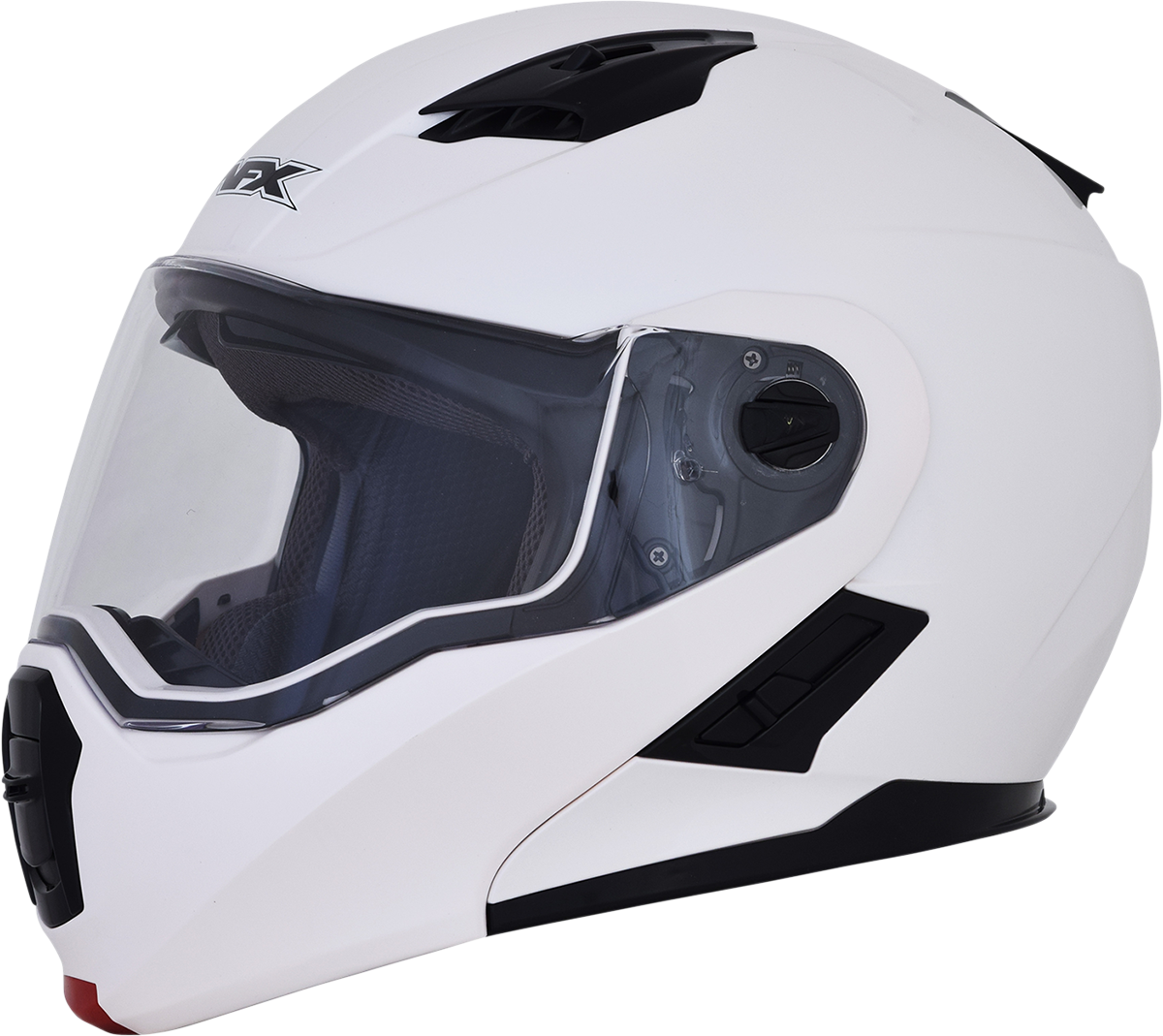 Pearl white AFX FX-111 helmet in small size, showing smooth aerodynamic design and clear visor.