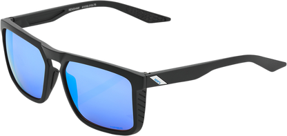 100% Renshaw Sunglasses - Matte Black - HiPER Blue Mirror 60021-00001 - Howling Moto