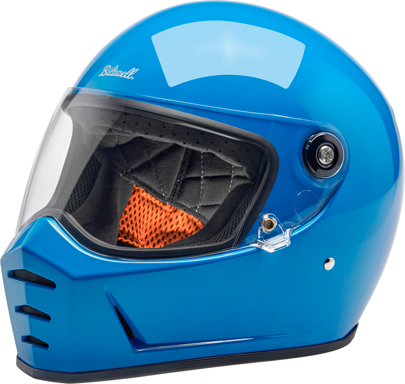 Gloss Tahoe Blue BILTWell Lane Splitter helmet, large size, motorcycle helmet with sleek design and vibrant blue finish.