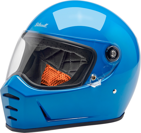 Gloss Tahoe Blue BILTWell Lane Splitter helmet, large size, motorcycle helmet with sleek design and vibrant blue finish.