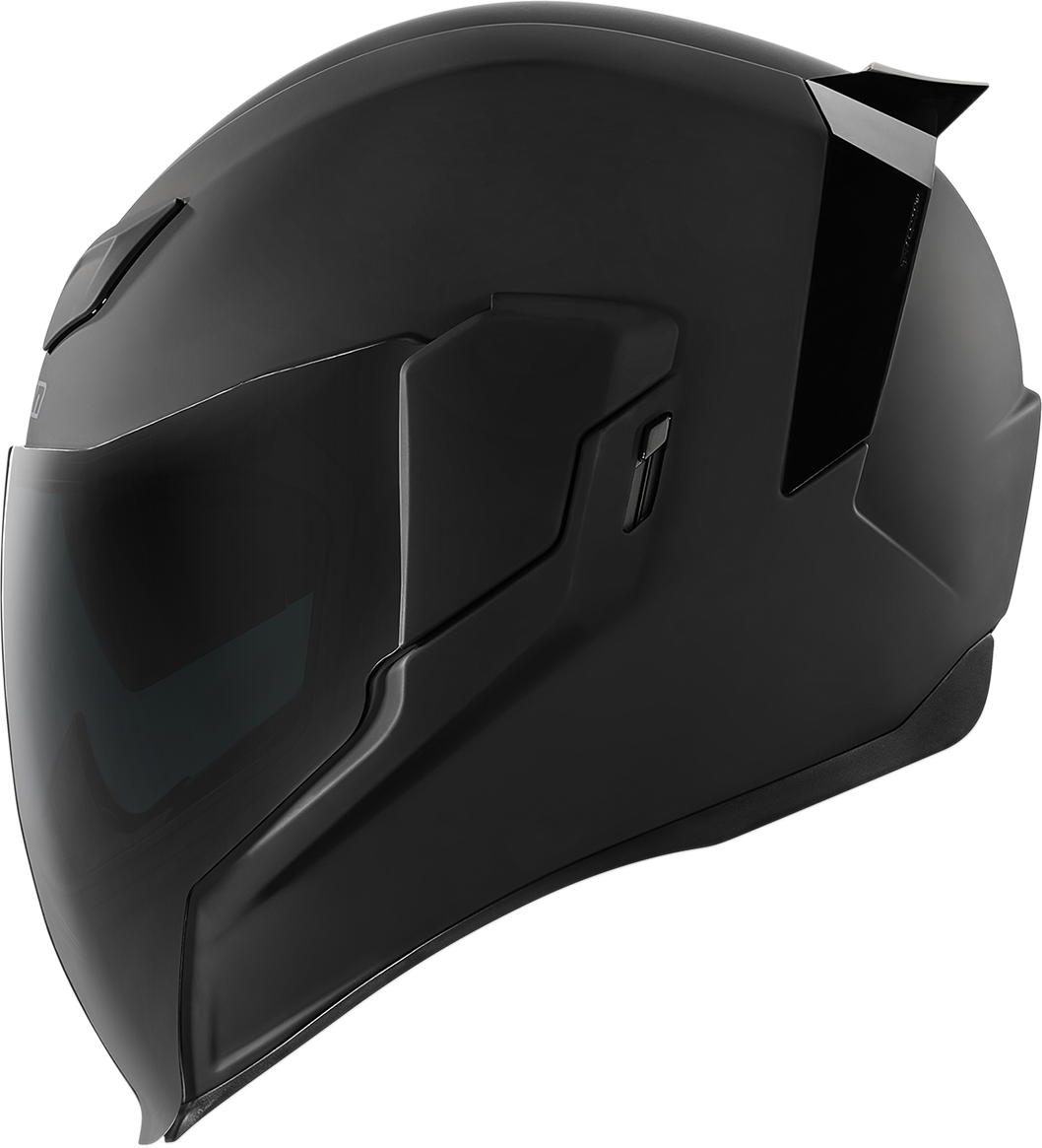 Black ICON Airflite™ helmet in rubatone finish, large size, featuring a sleek aerodynamic design and clear visor.