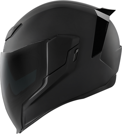 Black ICON Airflite™ helmet in rubatone finish, small size, showing the sleek aerodynamic design and matte black surface.