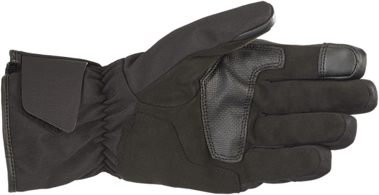 Alpinestars Tourer W-6 Drystar® motorcycle gloves in black, size 2XL, featuring protective knuckles and textured palm for grip.