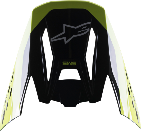 Alpinestars SM5 helmet visor in black, gray, and yellow with beam design, compatible with motorcycle helmets.