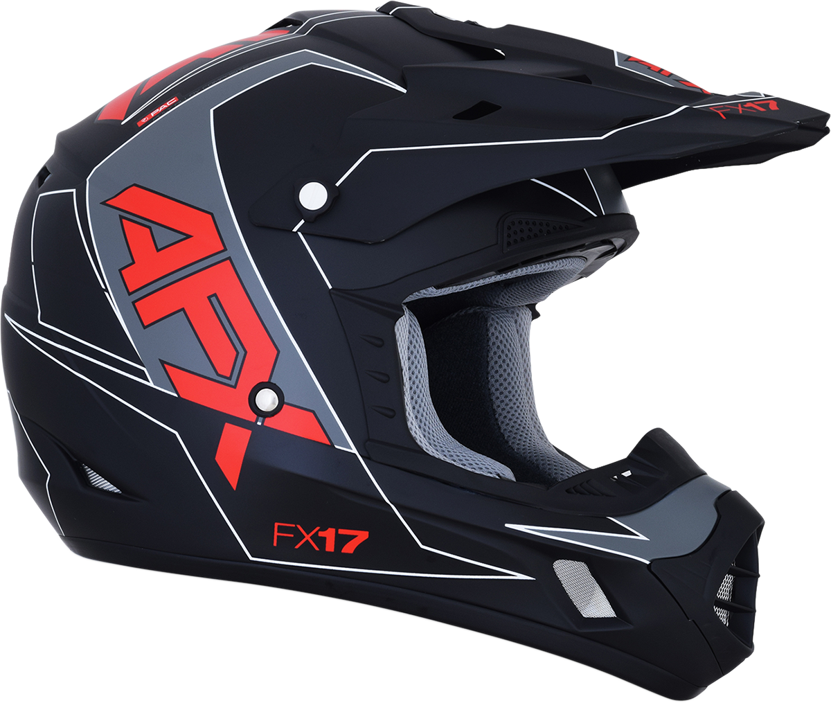 Bill's Exhausts AFX FX-17 motorcycle helmet in matte black and red, size 2XL, featuring a sleek aerodynamic design.