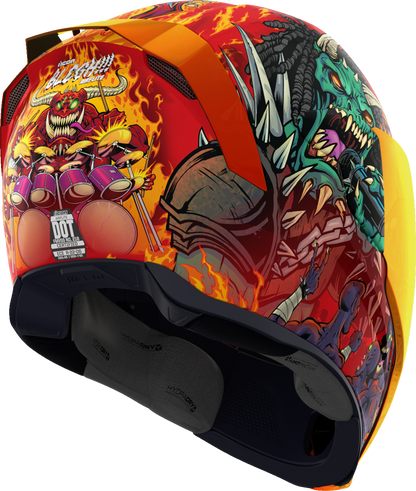 Red ICON Airflite™ MIPS helmet in medium size, featuring aerodynamic design and clear visor for motorcycle riding protection.