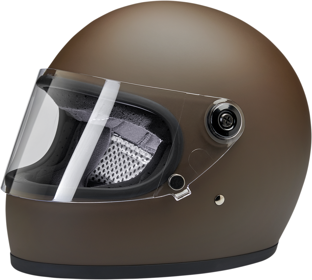 BILT WELL Gringo S helmet in flat chocolate color, XS size, featuring smooth matte finish and classic motorcycle helmet style.