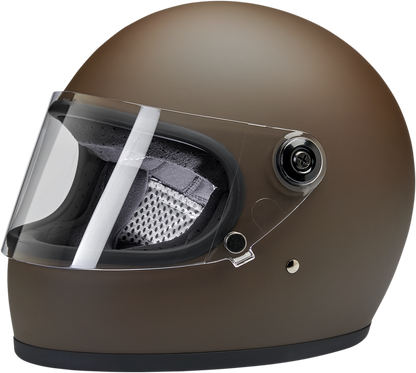 BILT WELL Gringo S helmet in flat chocolate color, XS size, featuring smooth matte finish and classic motorcycle helmet style.