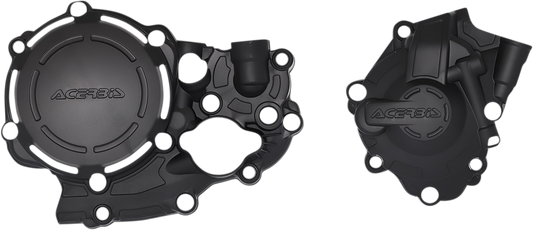 A black Acerbis X-Power Cover Kit for Honda motorcycle, showing the body cover with brand details and mounting points.