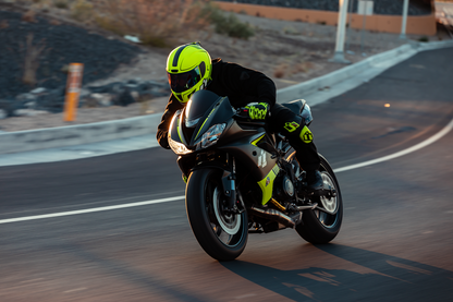 Bill's Exhausts ICON Airform™ helmet in Resurgent Hi-Viz color, XS size, showing the vibrant helmet with ventilation vents and design details.
