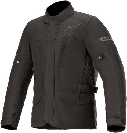 Black ALPINESTARS Gravity Drystar® motorcycle jacket in medium size, featuring protective padding and durable material.