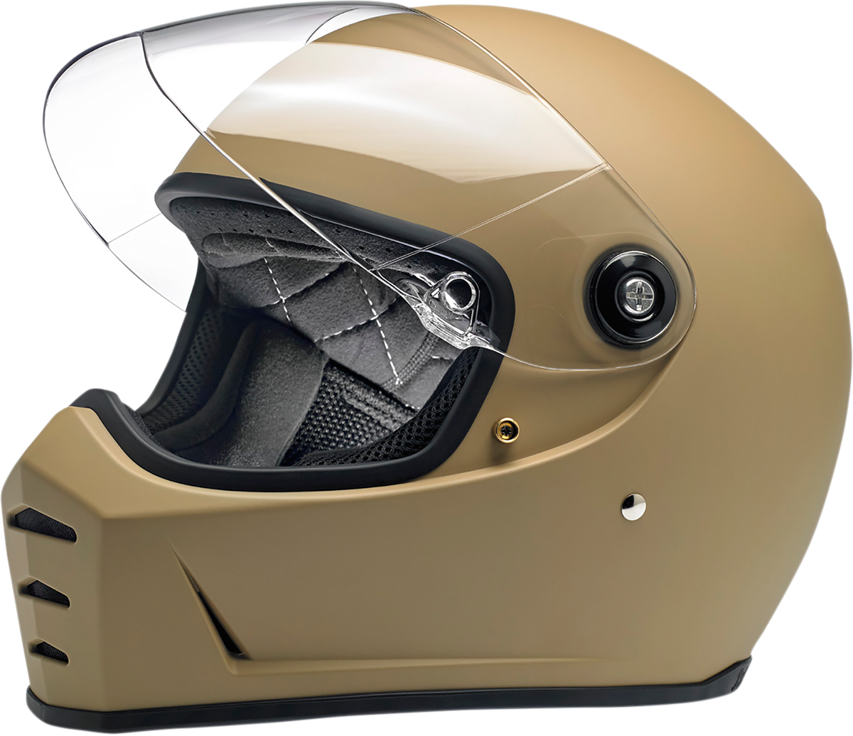 BILTWELL Lane Splitter motorcycle helmet in flat coyote tan, XS size, with matte finish and sleek design for street riding.