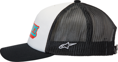 Bill's Exhausts Alpinstars Delivery Trucker Hat in white and black, one size, with front logo and mesh back design.