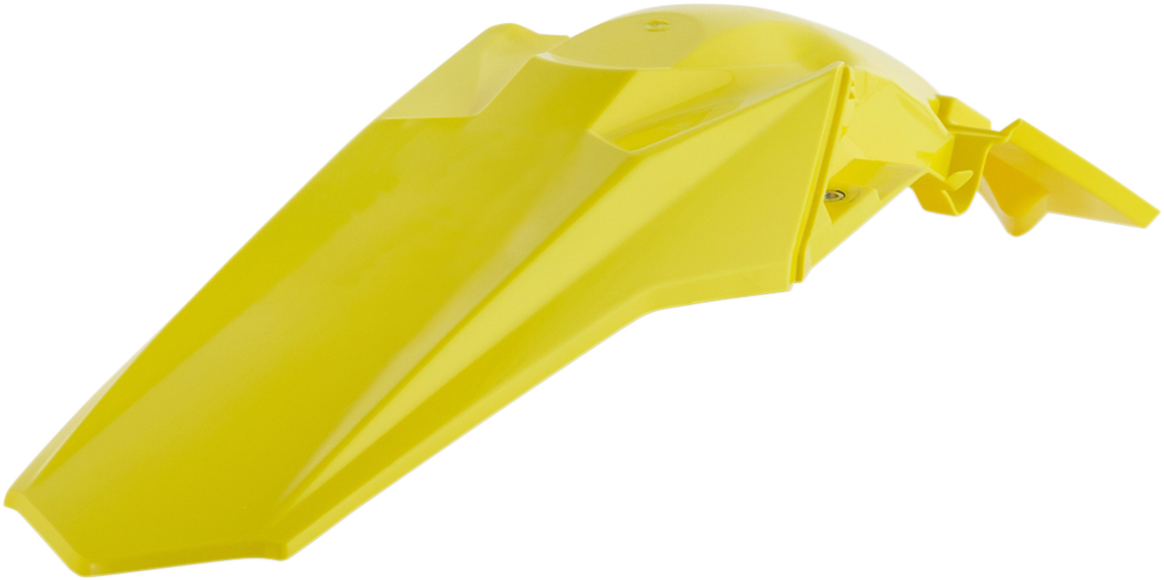 Yellow Acerbis rear fender for motorcycles, designed for durability and style, shown in a close-up shot.