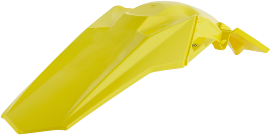 Yellow Acerbis rear fender for motorcycles, designed for durability and style, shown in a close-up shot.