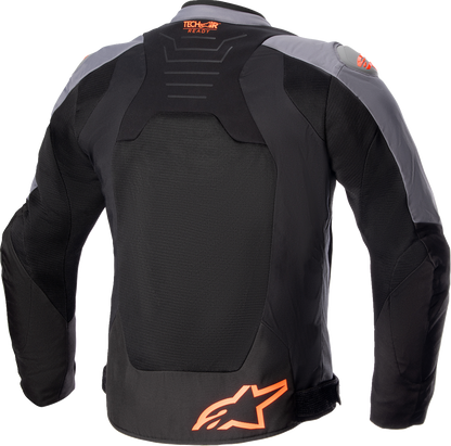 Alpinestars SMX Air motorcycle jacket in gray, black, and orange with protective padding, large size, shown from the front.