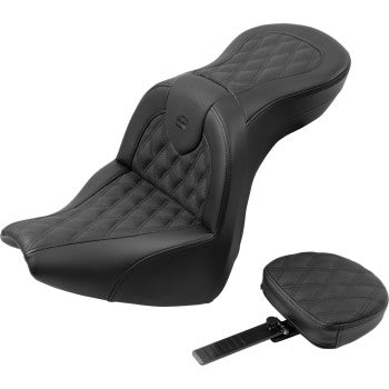 SADDLEMEN Roadsofa™ Seat - with Backrest - Lattice Stitch - FXBR/S '18-'20 818-31-182BR