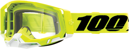 100% Racecraft 2 Goggles - Fluo Yellow - Clear 50009-00004 - Howling Moto