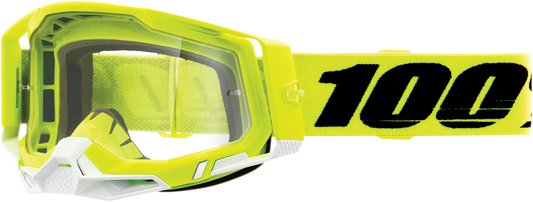 100% Racecraft 2 Goggles - Fluo Yellow - Clear 50009-00004 - Howling Moto