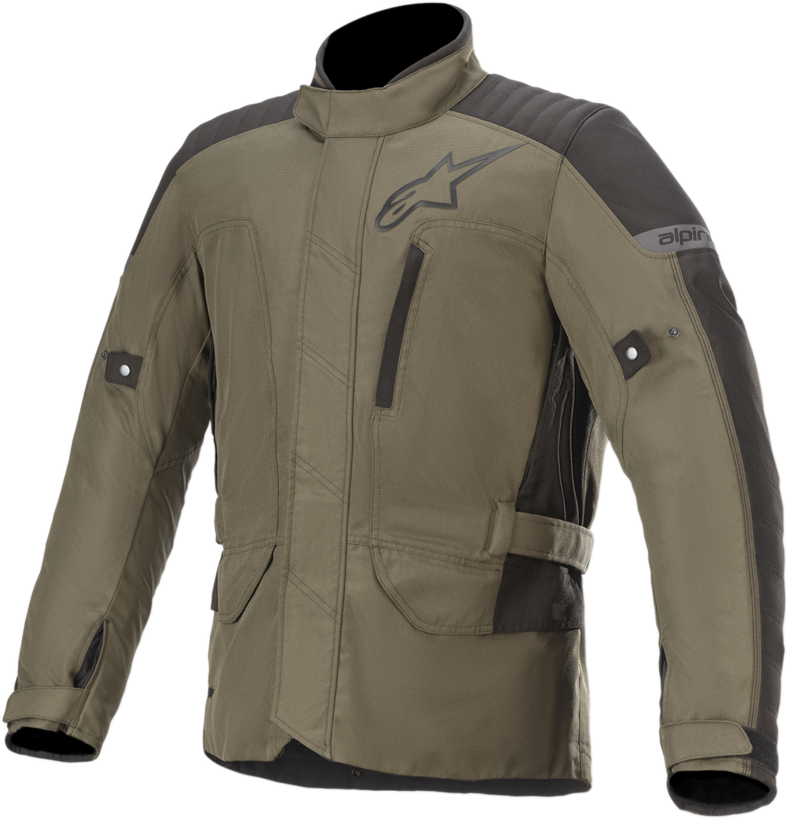 Alpinestars Gravity Drystar® motorcycle jacket in green, small size, featuring protective armor and weather-resistant fabric.