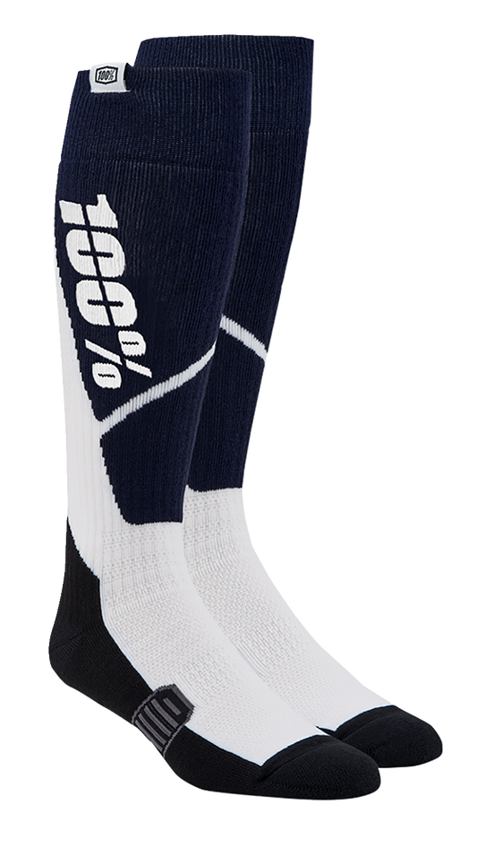 100% Torque Comfort Moto Socks - Navy/White - Small/Medium 20053-00005 - Howling Moto