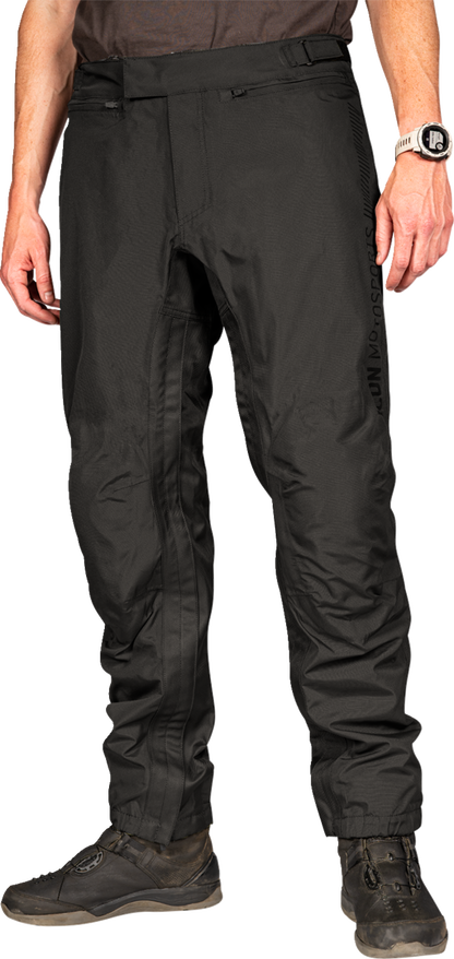 Black ICON PDX3™ overpants by Bill's Exhausts, small size, showing durable waterproof fabric and overpant design.