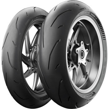 Rear MICHELIN Power GP2 motorcycle tire, size 190/50ZR17, with tread pattern visible, mounted on a wheel.