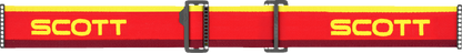 Bill's Exhausts SCOTT Fury Goggle in Retro Red and Yellow with yellow lens, featuring a sleek engine-inspired design.