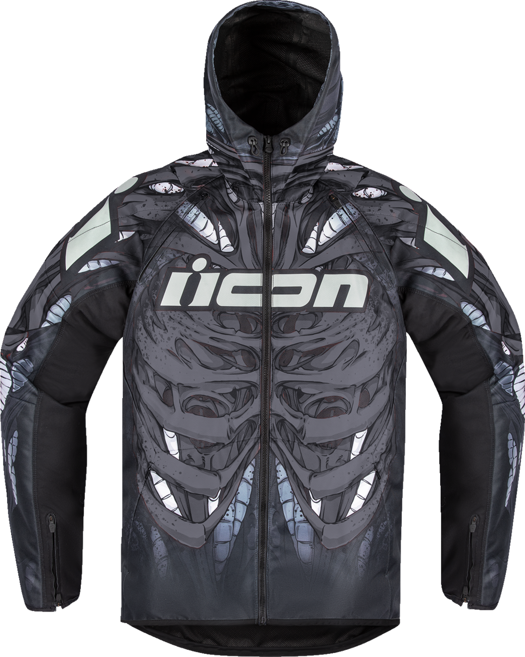 Black ICON Airform Manik'r™ jacket in small size, showcasing the lightweight, protective motorcycle jacket with branding details.